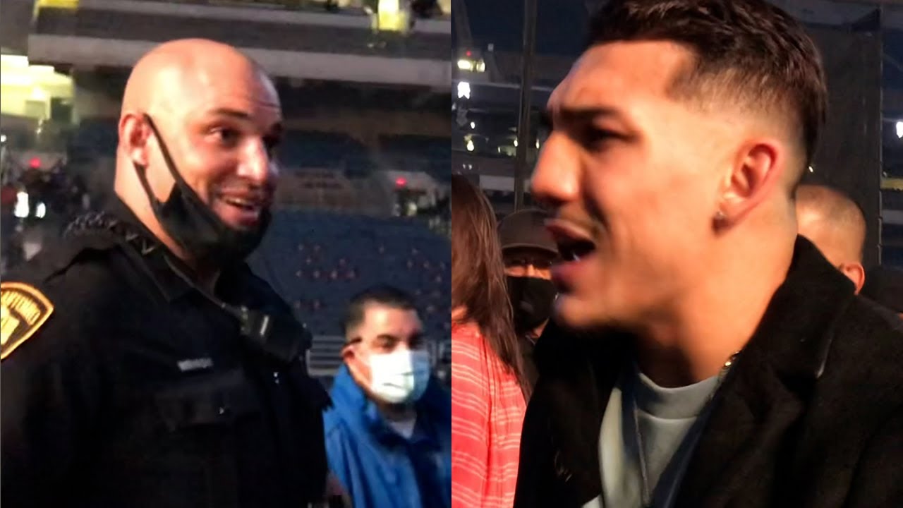 TEOFIMO LOPEZ AND COP GET INTO SHOUTING MATCH over Loma rematch background