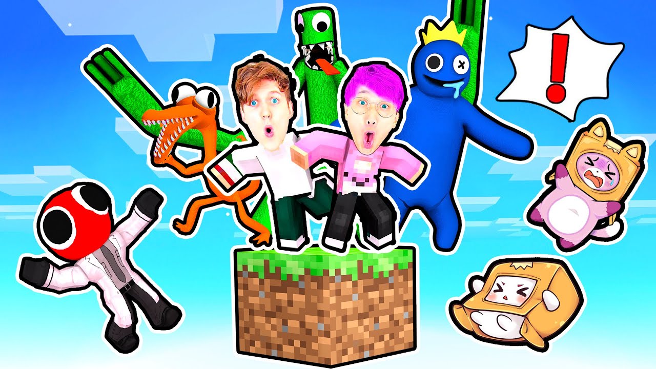RAINBOW FRIENDS ONE BLOCK CHALLENGE! (LANKYBOX MINECRAFT!)