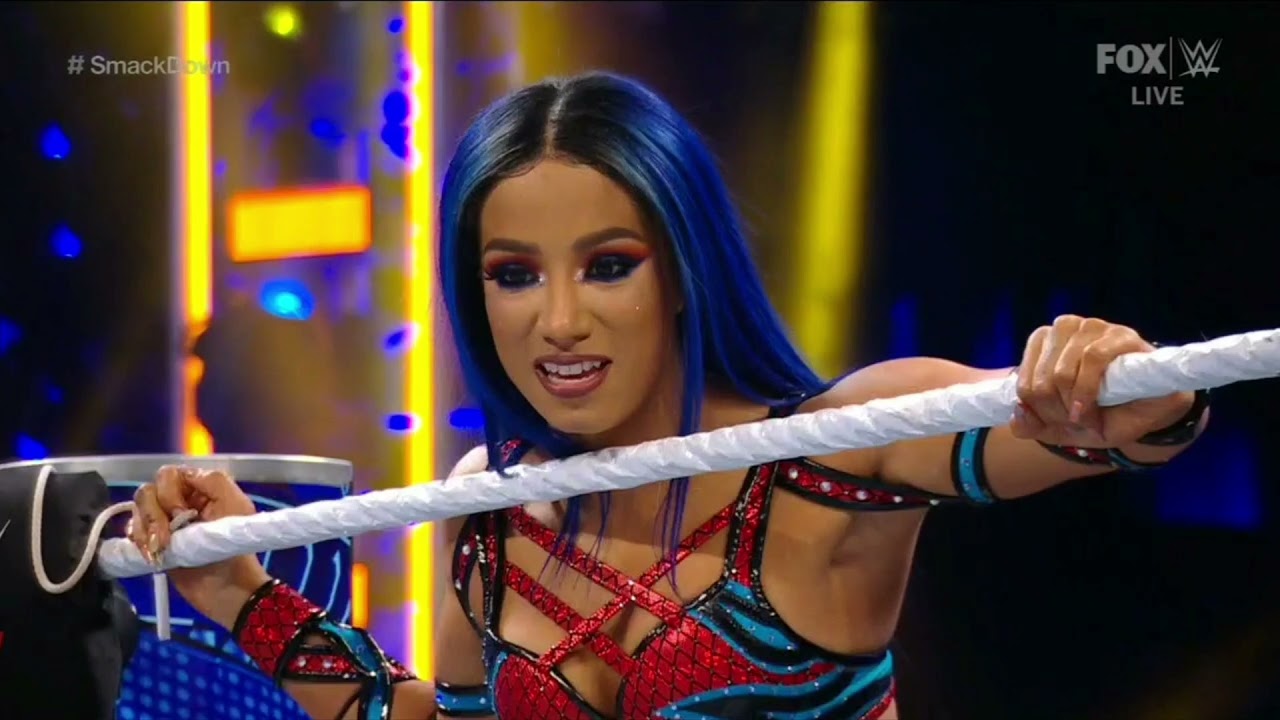 WWE SMACKDOWN SASHA BANKS AND TONI STORM VS CHARLOTTE FLAIR AND SHOTZI 12/17/21 background