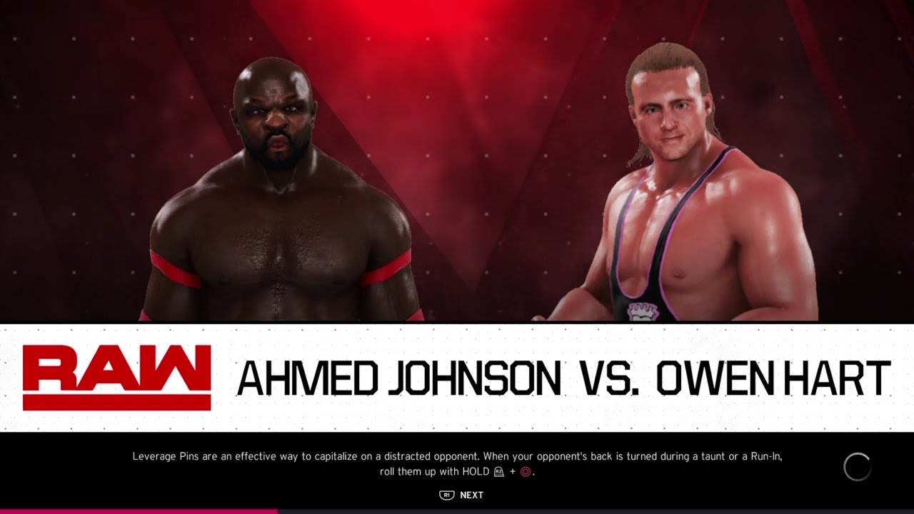 Ahmed Johnson vs Owen Hart. Monday Night Raw. WWE 2K20 background