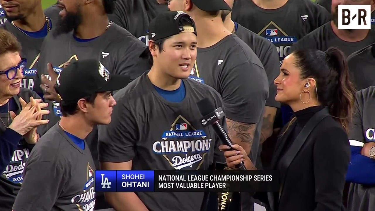 Los Angeles Dodgers NLCS Trophy Presentation ๐ 2025 MLB Postseason background