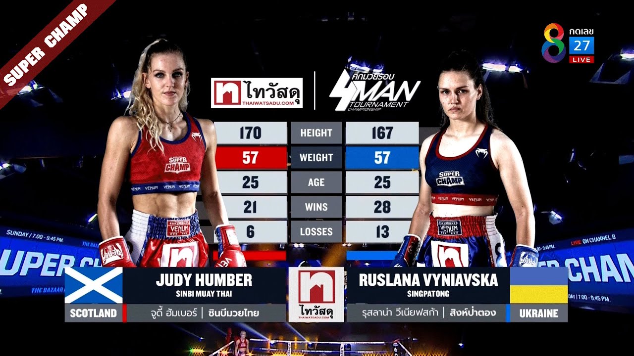 Muay Thai Super Champ ศึกมวยรอบไทวัสดุ | คู่ที่ 7 จูดี้ ฮัมเบอร์ VS รุสลาน่า วีเนียฟสก้า | 01/05/65 background