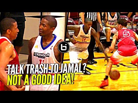 DON'T TALK TRASH TO JAMAL CRAWFORD!! NUTMEGS Defender & Hits The 3! Crawsover Pro Am FULL Highlights background