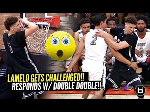 LaMelo Ball GETS CHALLENGED & Responds w/ SAUCY DOUBLE DOUBLE at Drew League!! vs D1 Guards! background