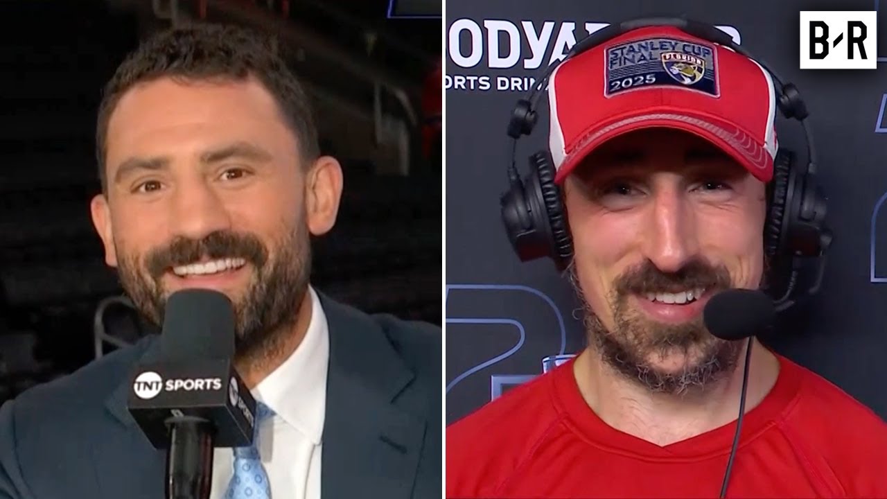 Brad Marchand Talks Game 5 Win vs. Oilers in Stanley Cup Final | NHL on TNT background
