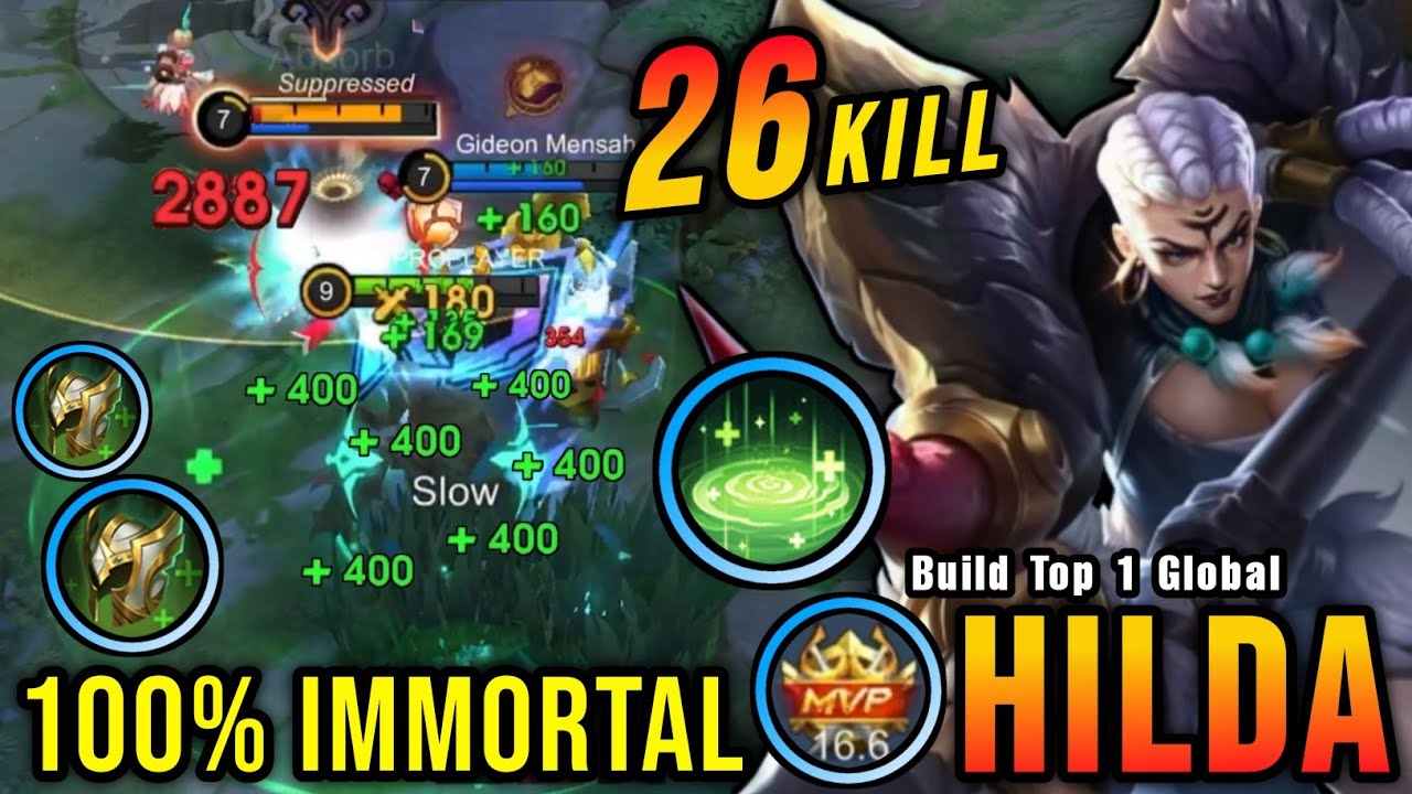 100% IMMORTAL!! 26 Kills Hilda Best Build and Emblem!! - Build Top 1 Global Hilda ~ MLBB