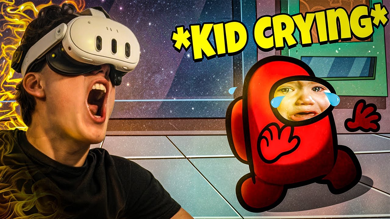 Grown Man Makes Kids CRY in Among Us VR background