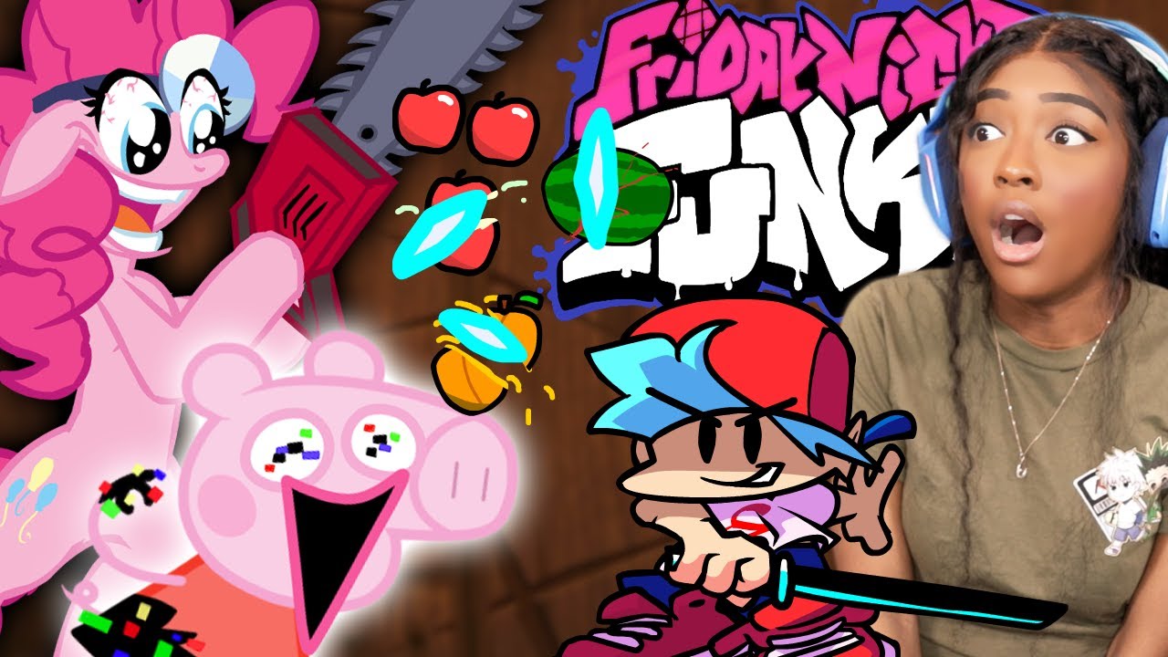 PINKIE AND PIBBY PEPPA IS CRAZY!! NINJA FRUIT IN FNF?! | Friday Night Funkin' background