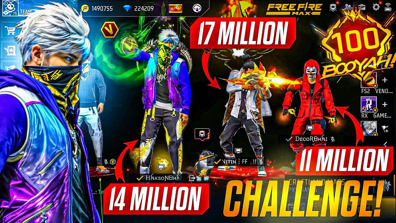 Challenge With Nitin Free Fire, Decor Gaming, Hakson Pro Gaming and Luv Gamer 😱 Garena Free Fire background