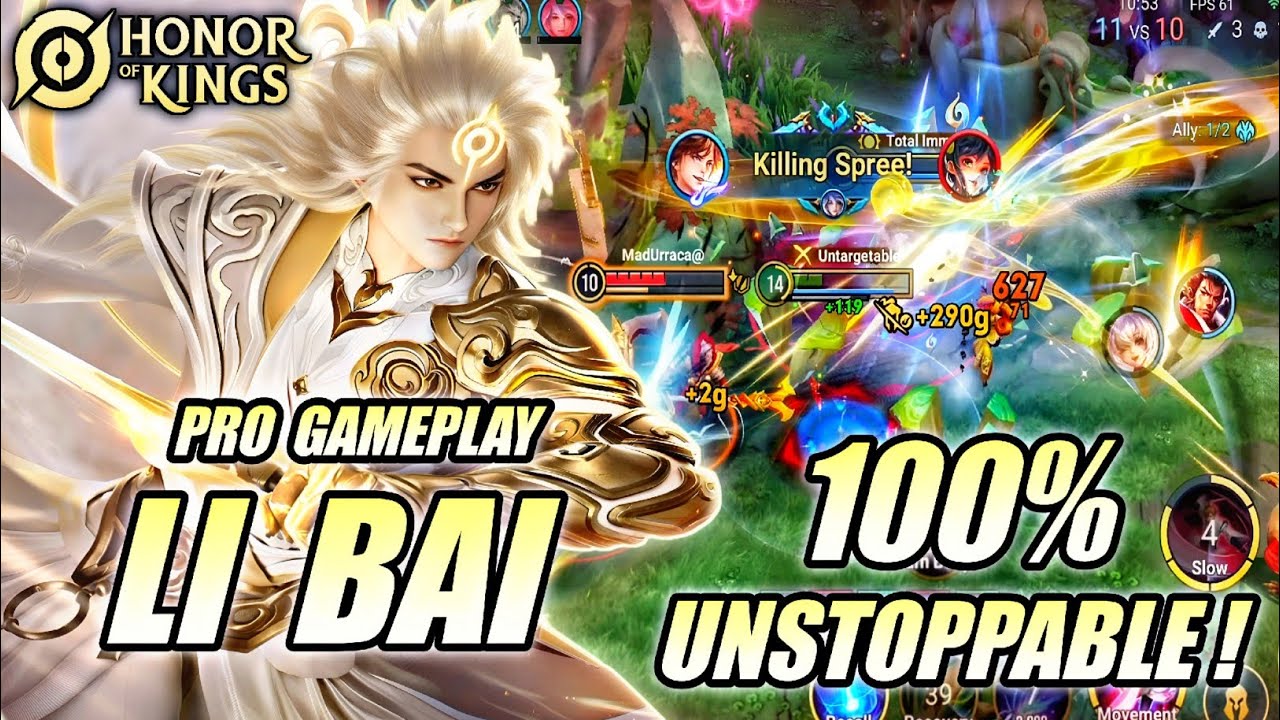 LI BAI PRO GAMEPLAY 100% UNSTOPPABLE! - BEST ASSASSIN SOLO RANKED | HONOR OF KINGS (HOK)