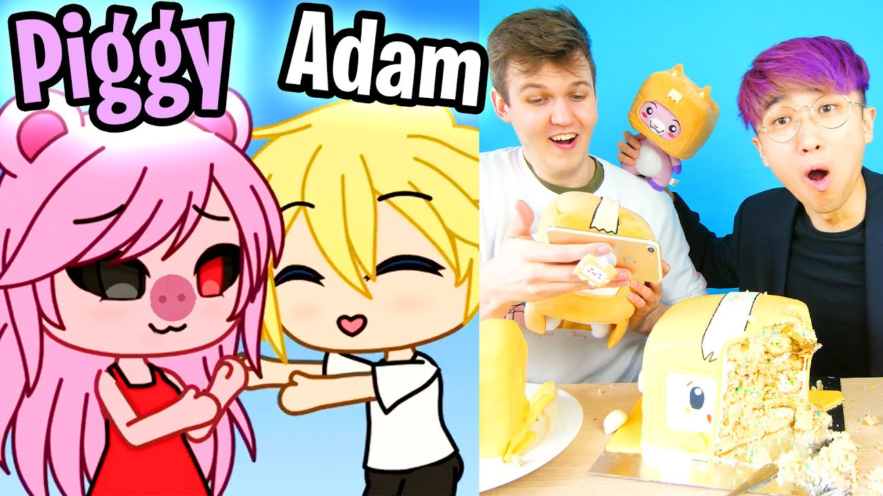 ULTIMATE ROBLOX PIGGY SONG GACHA REACTION + EATING A BOXY CAKE! (LankyBox REACTS) backdrop