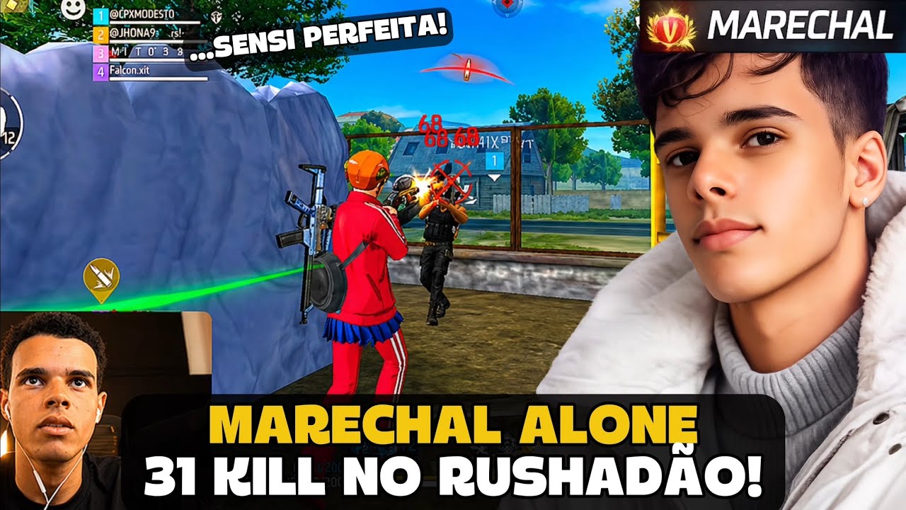 MARECHAL FEZ 31 KILL NO RUSHADÃO COM A SENSIBILIDADE PERFEITA! FREE FIRE - MARECHAL HIGHLIGHTS