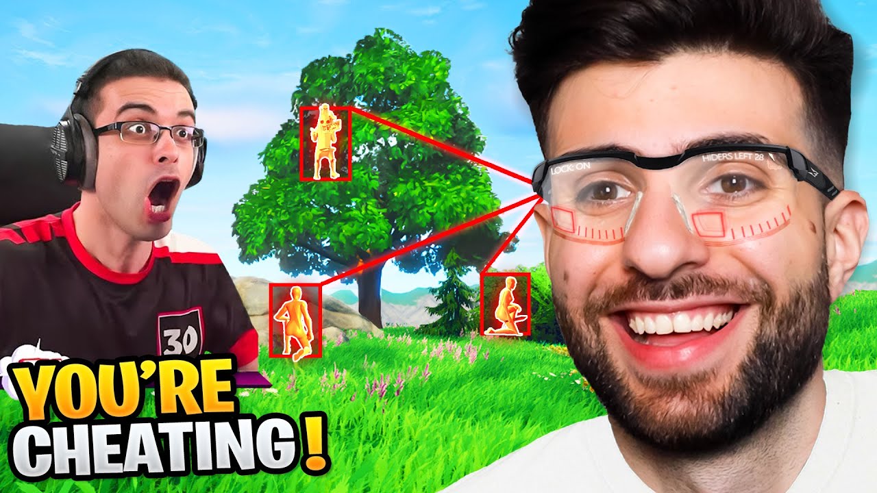I Used CHEATS in Nick Eh 30's Fortnite Hide and Seek! background