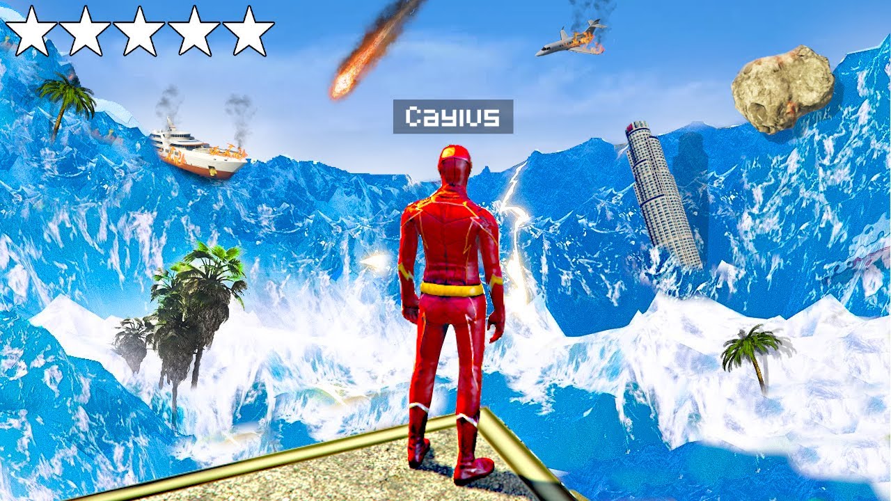 Surviving The Biggest TSUNAMI As The FLASH In GTA 5.. background