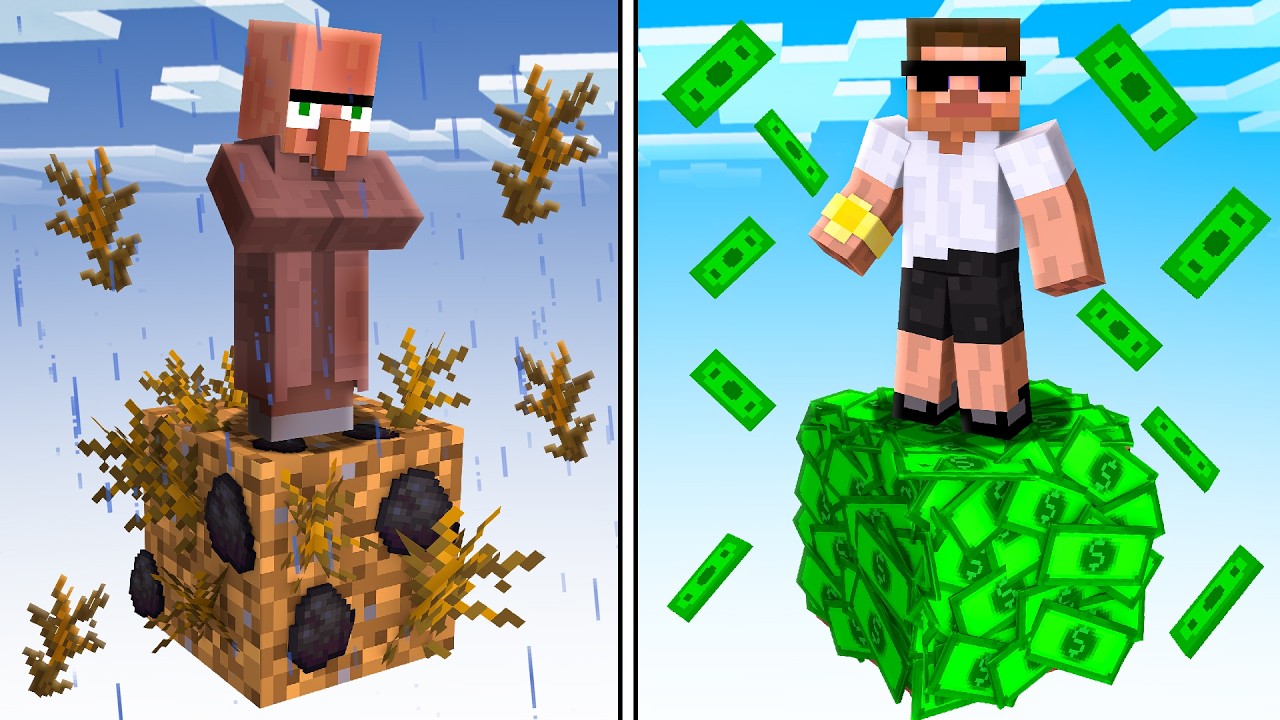Poor vs Rich One Block Battle in Minecraft.. background