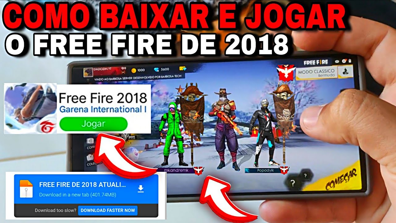 COMO BAIXAR O FREE FIRE DE 2018 E JOGAR COM AMIGOS COMO INSTALAR O FREE FIRE DE 2018 LINK DIRETO