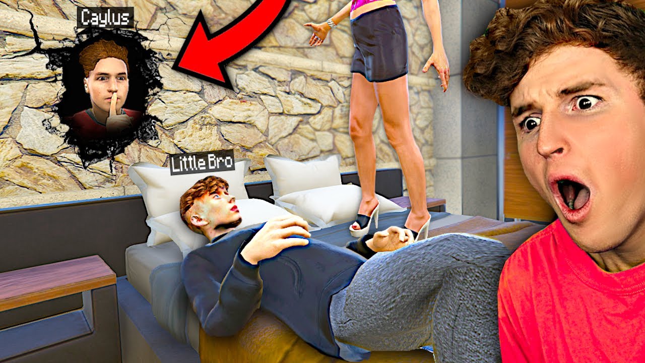 Staying OVERNIGHT In Little Brothers WALL Without Him KNOWING (GTA 5 RP) background