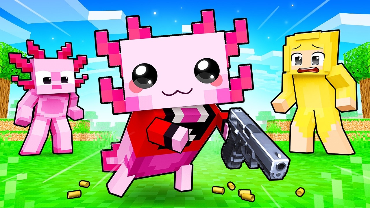 I Became a BABY AXOLOTL, with a GUN in Minecraft!