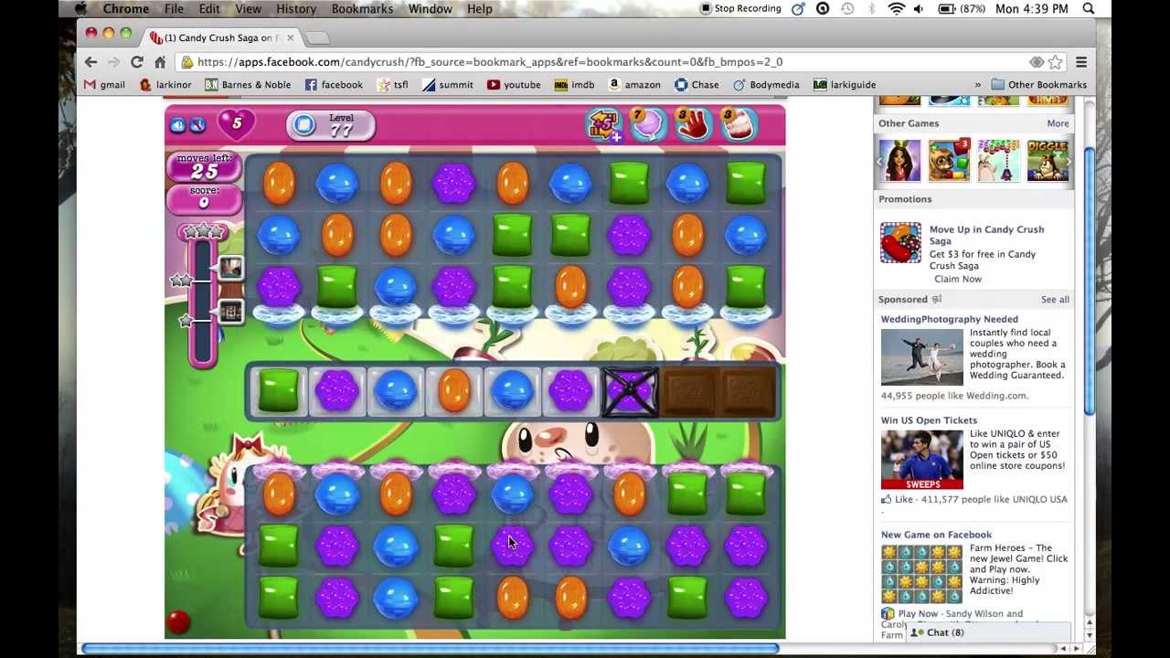 Candy Crush Saga level 77 tutorial - 3 stars