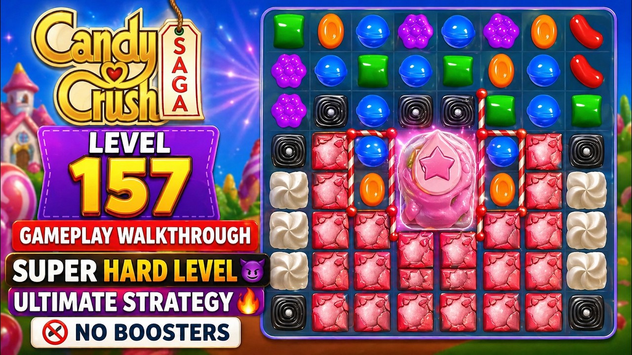 Candy Crush Saga Level 157 Gameplay Walkthrough | Super Hard Level Ultimate Strategy No Boosters ππ₯