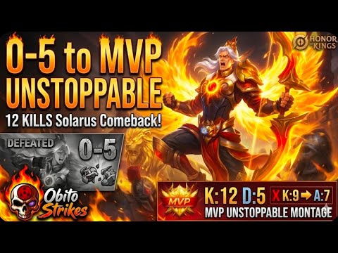 The Most Brutal Solarus Comeback ⚡ 0-5 to 12 KILLS (Honor of Kings) #hok #hokindia background