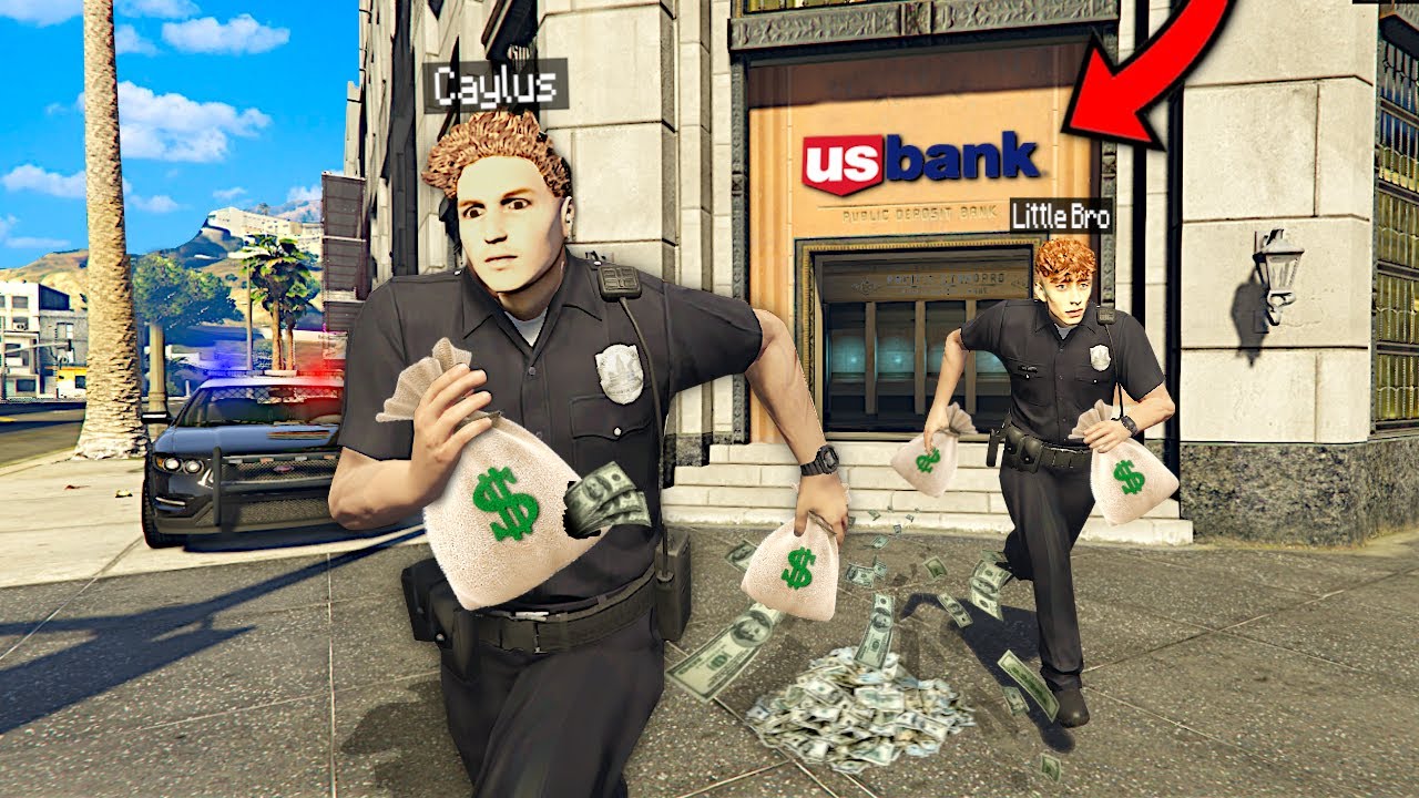 Robbing MEGA BANK As FAKE COPS In GTA 5 RP.. background