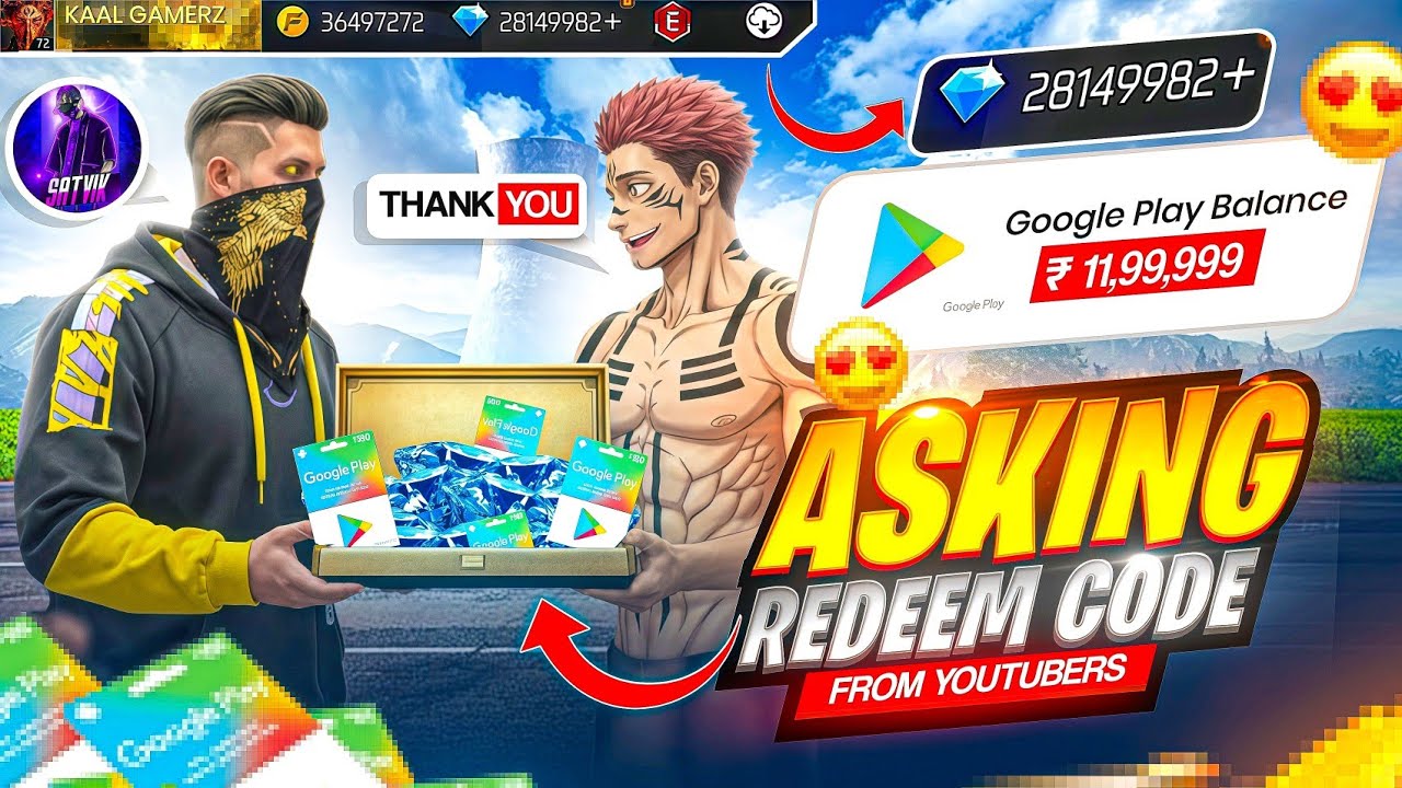 Asking Redeem Code from V Badge YouTuber 😱 Got ₹10,00,000 Redeem Code – Garena Free Fire