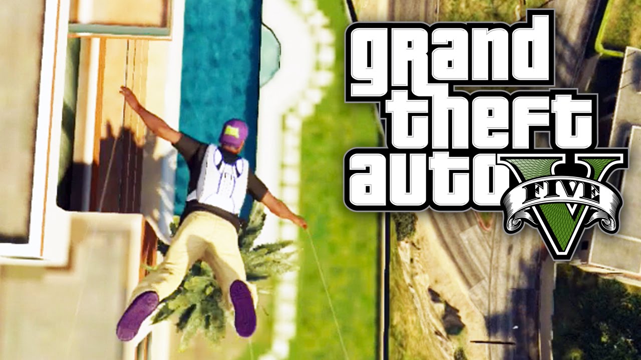 GTA 5 CHALLENGE - SKYDIVING INTO PEOPLE'S POOLS! (GTA V Online) background