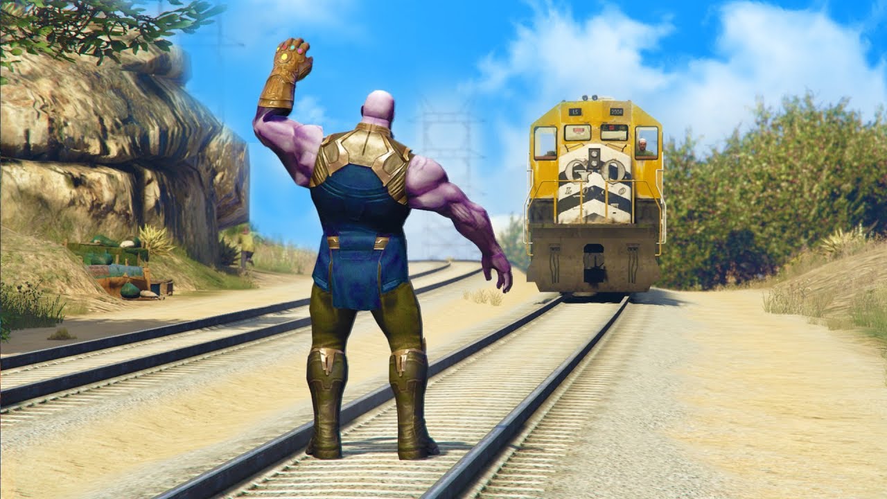 CAN THANOS STOP THE TRAIN IN GTA 5?! backdrop
