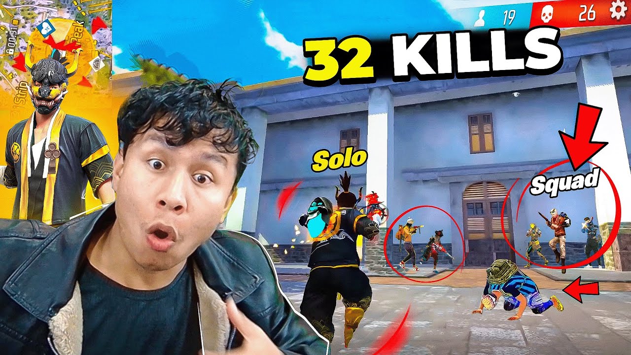 32 Kills in Solo Vs Squad with Golden Sakura 😱 FF Indian Server - Tonde Gamer background