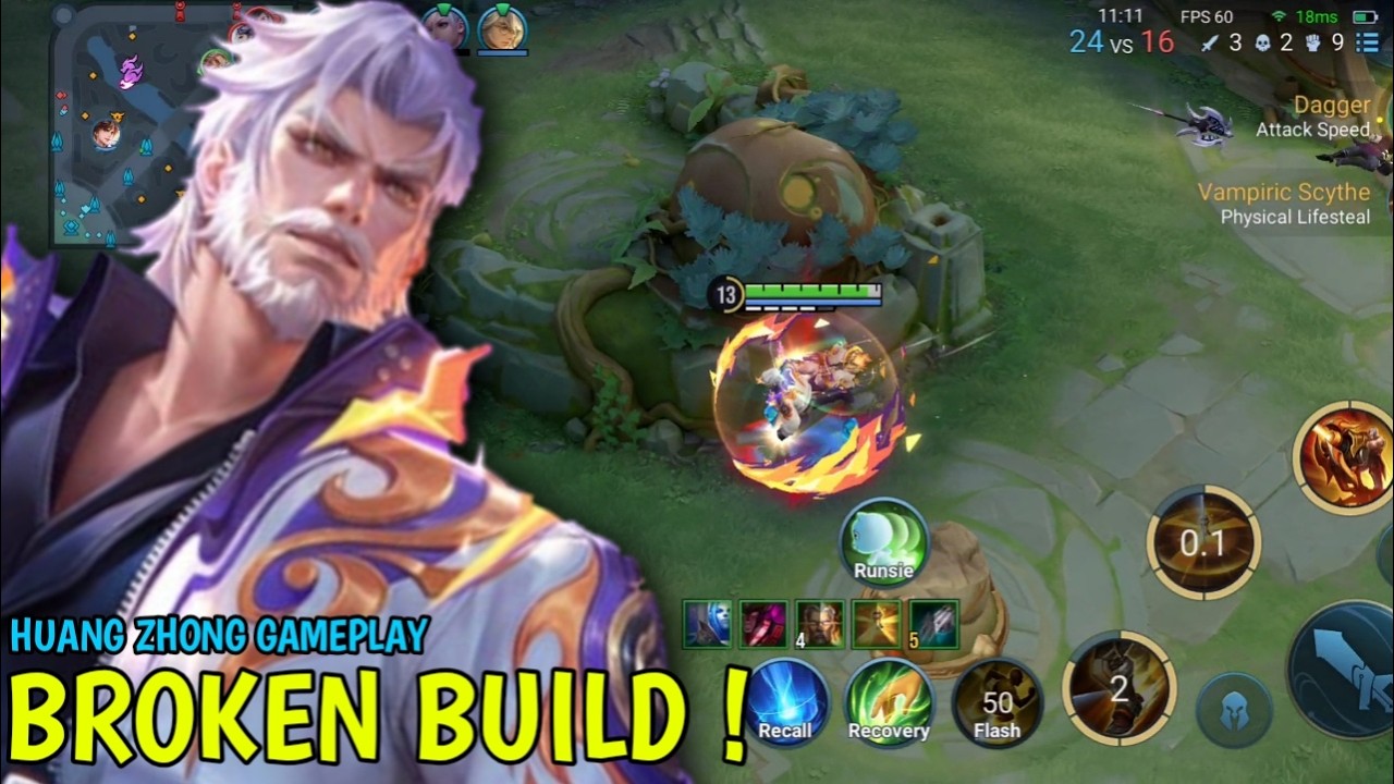 Honor Of Kings : Huang Zhong FarmLane Gameplay | Best Build Huang Zhong - HOK