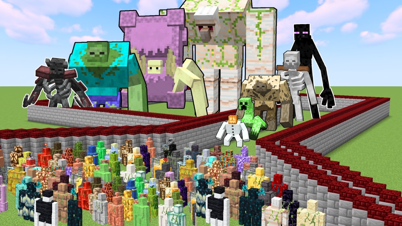 TEAM OF EVERY MINECRAFT GOLEM DEATHRUN (EVERY MUTANT MONSTER)