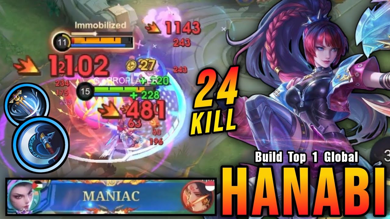 24 Kills + MANIAC!! Critical Build Hanabi 100% Unstoppable!! - Build Top 1 Global Hanabi ~ MLBB