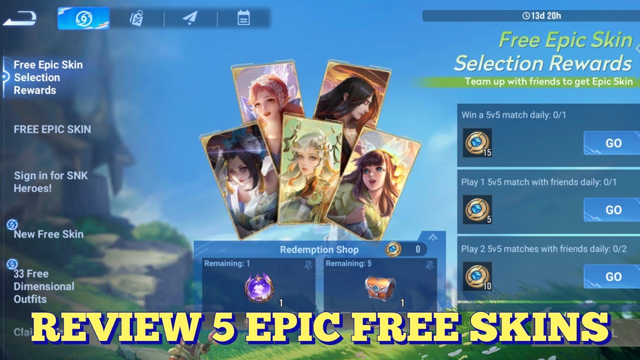 REVIEW 5 EPIC FREE SKINS, MAI IS BEST? • HONOR OF KINGS