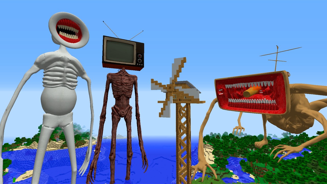 SURVIVING FROM MEGAHORN, TV HEAD AND MEGAPHONE in Minecraft - Gameplay background