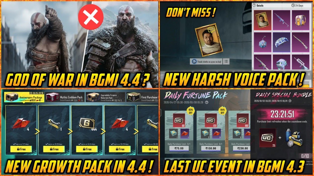 π΄ No God of War Prize Path in 4.4 Update | New Growth Pack in Bgmi 4.4 | Upcoming Uc event in BGMI