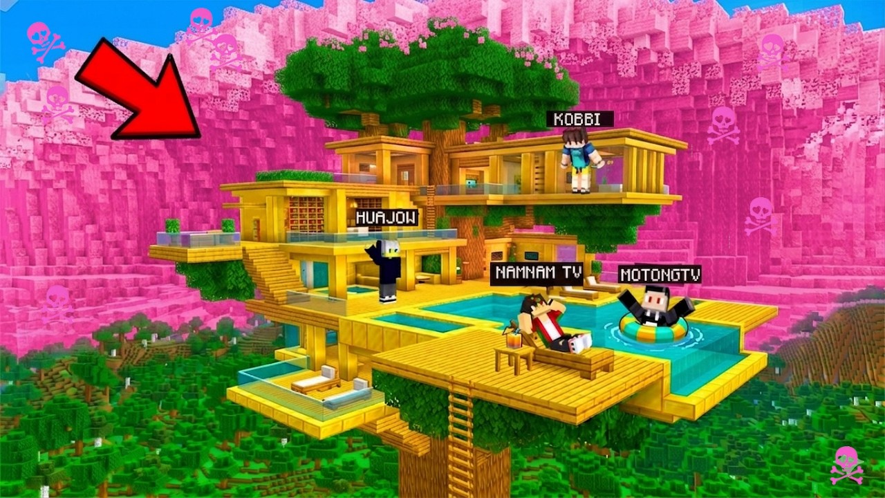 I BUILT A MEGA TREE HOUSE FROM ACID TSUNAMI in Minecraft