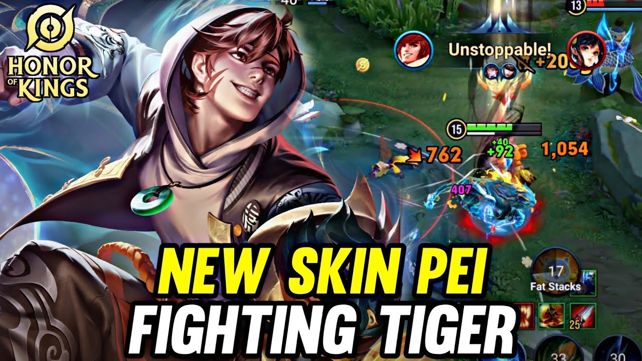 HOK : NEW SKIN PEI FIGHTING TIGER GAMEPLAY - HONOR OF KINGS background