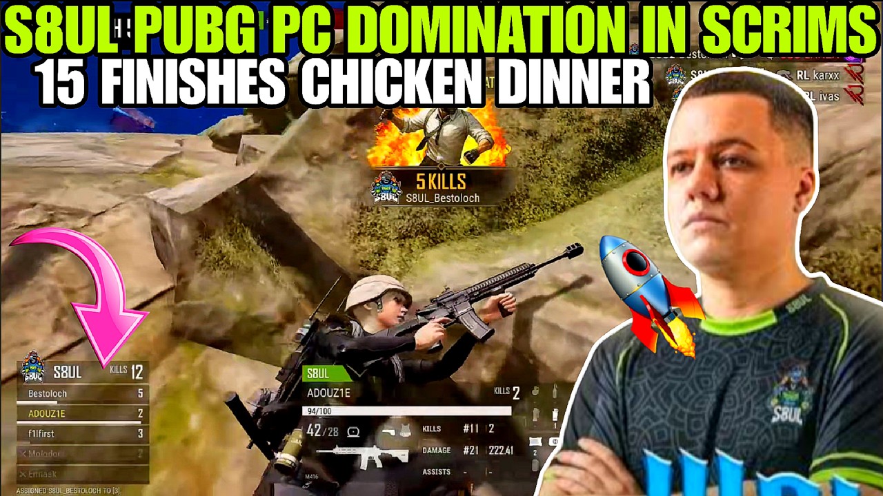 S8UL PUBG PC 15 Finishes Chicken Dinner Shocked Caster 🇮🇳 S8UL PUBG PC Scrims🔥 SOUL