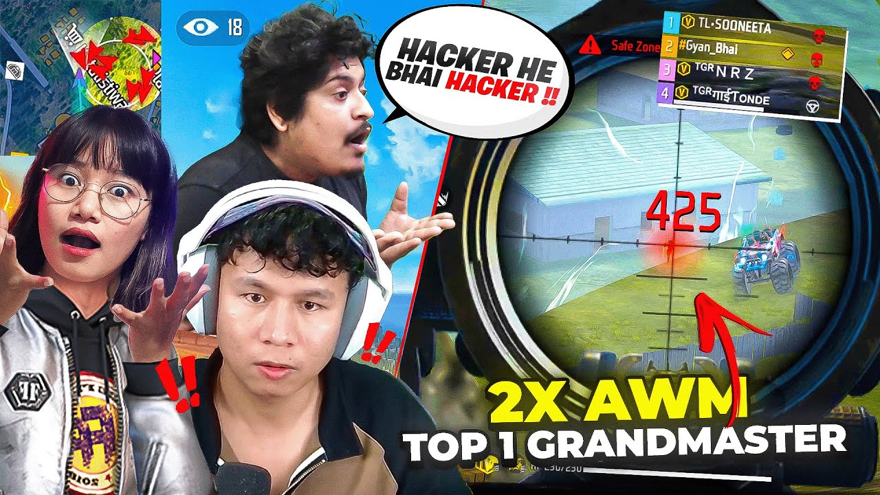 Sooneeta & Gyan Bhai Shocked 😱 2x Awm Gameplay in Top 1 Grandmaster Pro Lobby - Tonde Gamer backdrop