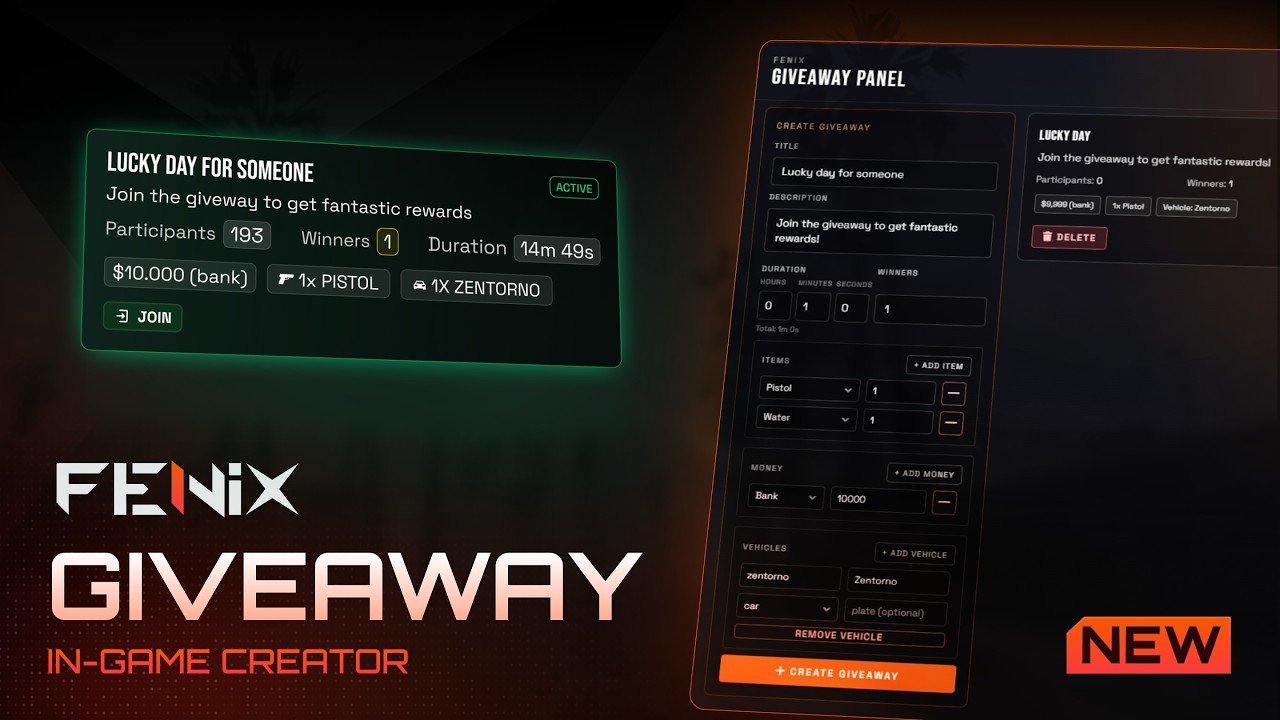 FNX-GIVEAWAY — The Ultimate Reward System for FiveM 🔥 (Preview + Tebex)