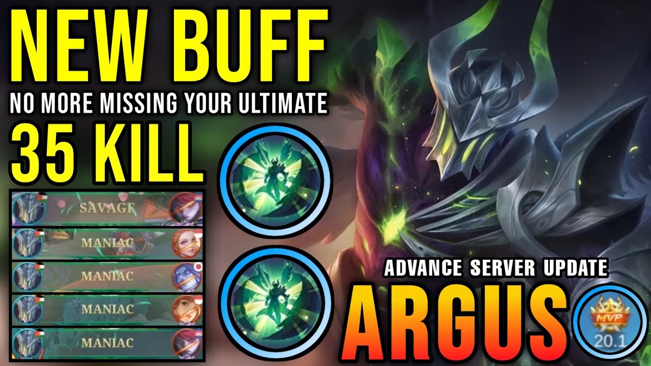 35 Kills!! Argus New Buff?! No Need to Press Skill 3 Anymore!! - Advance Server Update ~ MLBB background