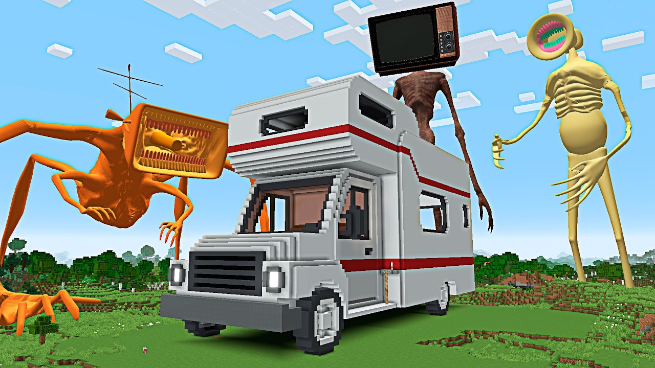 MEGAHORN, TV HEAD and MEGAPHONE MOTORHOME SUBMARINE HOUSE in Minecraft - Gameplay