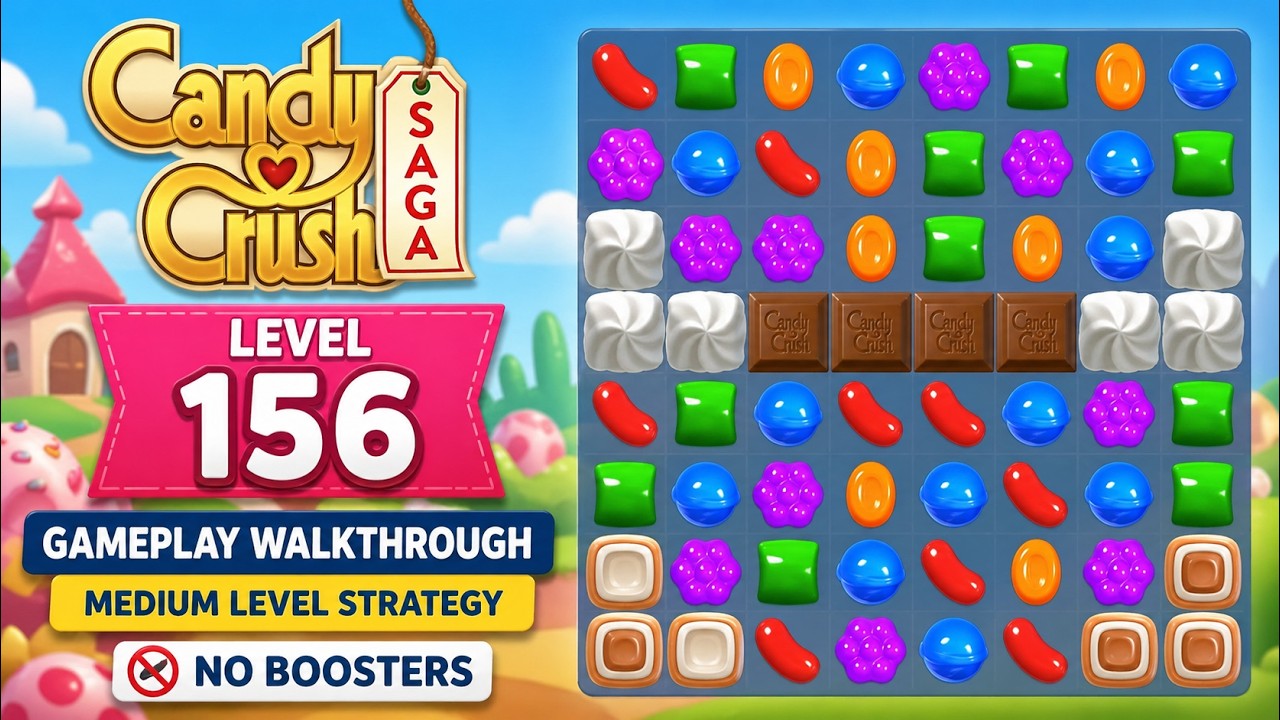Candy Crush Saga Level 156 Gameplay Walkthrough | Medium Level Strategy No Boosters