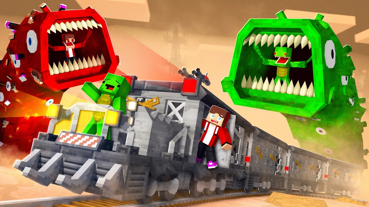 JJ & Mikey TRAIN EATERS vs Security Train - Maizen Minecraft Animation