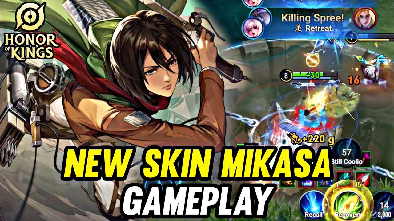 HOK : NEW SKIN JING X MIKASA GAMEPLAY - HONOR OF KINGS