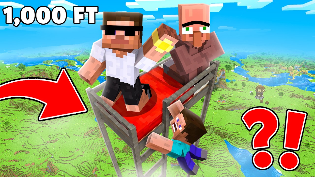 Minecraft, But We Have to Survive on The Highest Bed.. background