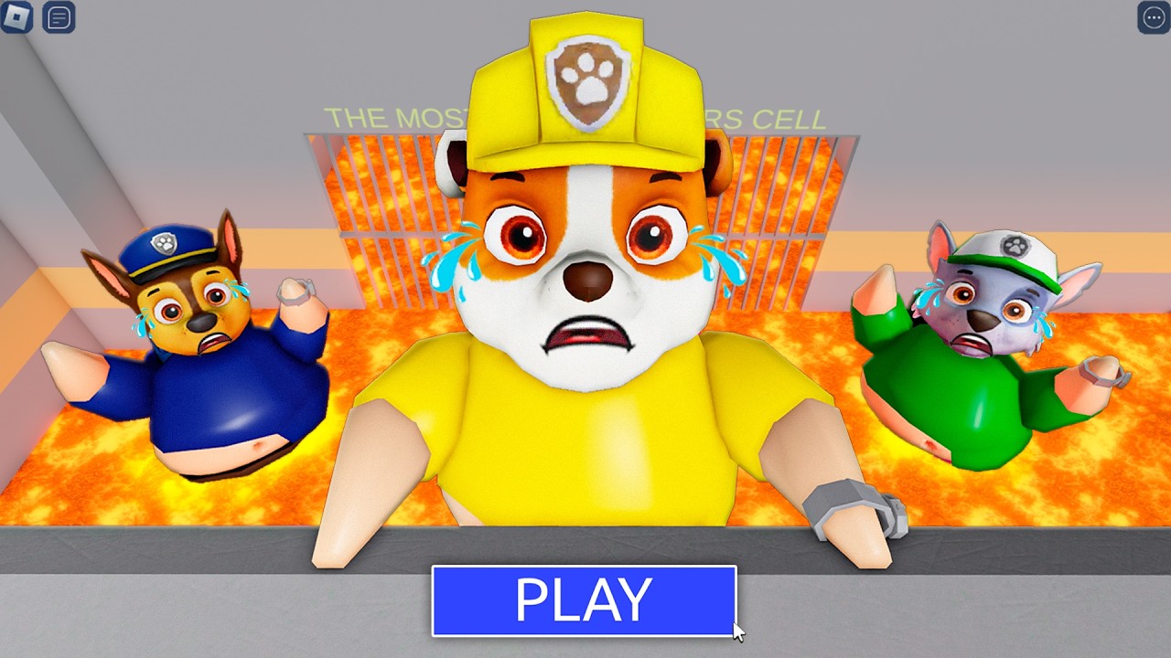 PAW PATROL in LAVA! RUBBLE, CHASE, ROCKY NEED HELP! BARRY'S PRISON RUN! #roblox #obby