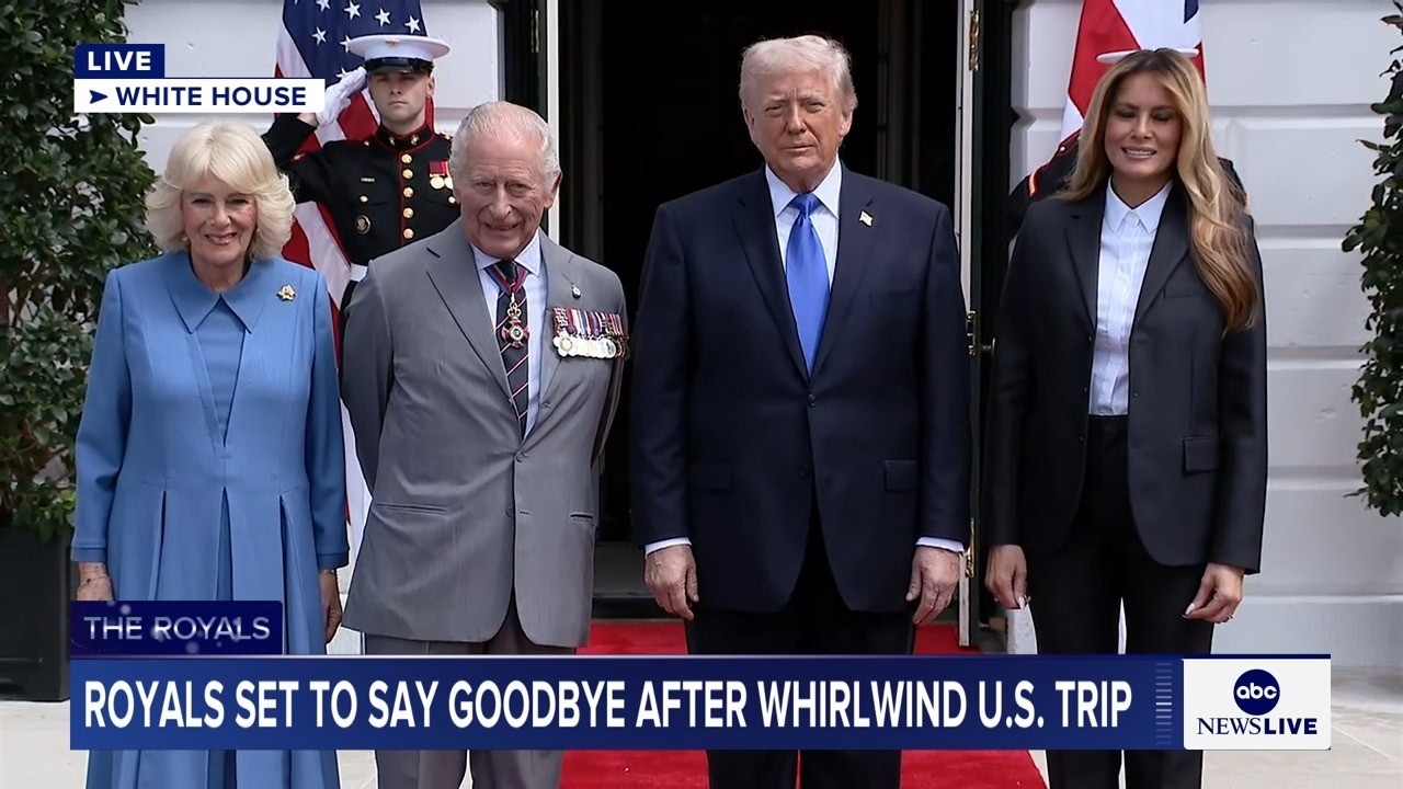 LIVE: President Trump bids farewell to King Charles III and Queen Camilla background