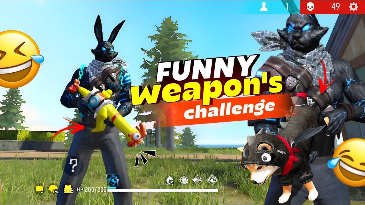 Only FUNNY Guns Challenge in Solo Vs Squad🔥 - Free Fire background